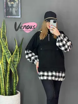 خرید اینترنتی و حضوری هودی مخمل ترکیبی کد 1083 فروشگاه ونوس