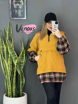 خرید اینترنتی و حضوری هودی مخمل ترکیبی کد 1083 فروشگاه ونوس