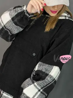 خرید اینترنتی و حضوری هودی مخمل ترکیبی کد 1083 فروشگاه ونوس