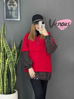 خرید اینترنتی و حضوری هودی مخمل ترکیبی کد 1083 فروشگاه ونوس