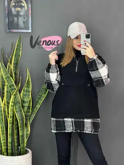 خرید اینترنتی و حضوری هودی مخمل ترکیبی کد 1083 فروشگاه ونوس