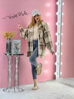 خرید اینترنتی و حضوری پالتو چهارخونه موهر کد 1076 ونوس مد