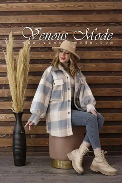 خرید اینترنتی و حضوری پالتو چهارخونه موهر کد 1062 ونوس مد