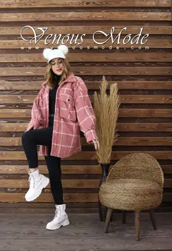 خرید اینترنتی و حضوری پالتو چهارخونه موهر کد 1062 ونوس مد