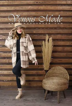 خرید اینترنتی و حضوری پالتو چهارخونه موهر کد 1062 ونوس مد