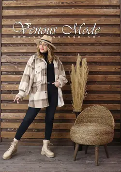 خرید اینترنتی و حضوری پالتو چهارخونه موهر کد 1062 ونوس مد