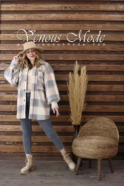 خرید اینترنتی و حضوری پالتو چهارخونه موهر کد 1062 ونوس مد