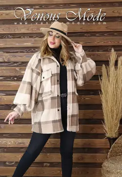 خرید اینترنتی و حضوری پالتو چهارخونه موهر کد 1062 ونوس مد