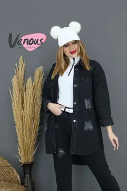 خرید اینترنتی و حضوری کت جین ذغالی زاپدار کد 1050 فروشگاه ونوس