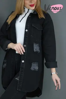 خرید اینترنتی و حضوری کت جین ذغالی زاپدار کد 1050 فروشگاه ونوس