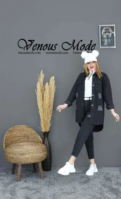 خرید اینترنتی و حضوری کت جین ذغالی زاپدار کد 1050 فروشگاه ونوس