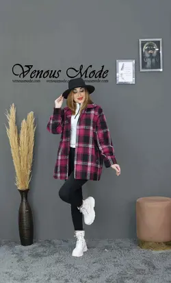 خرید اینترنتی پالتو چهارخونه مغزی دوزی کد 1042مجموعه ونوس مد