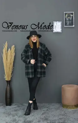 خرید اینترنتی پالتو چهارخونه مغزی دوزی کد 1042مجموعه ونوس مد