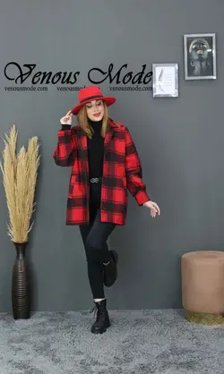 خرید اینترنتی پالتو چهارخونه مغزی دوزی کد 1042مجموعه ونوس مد