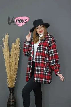 خرید اینترنتی پالتو چهارخونه مغزی دوزی کد 1042مجموعه ونوس مد