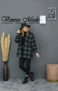 خرید اینترنتی پالتو چهارخونه مغزی دوزی کد 1042مجموعه ونوس مد