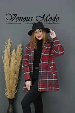 خرید اینترنتی پالتو چهارخونه مغزی دوزی کد 1042مجموعه ونوس مد