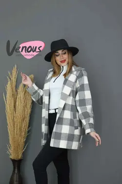 خرید اینترنتی پالتو چهارخونه مغزی دوزی کد 1042مجموعه ونوس مد