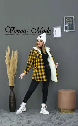 خرید اینترنتی و حضوری پالتو چهارخونه داخل ببعی کد 994 ونوس