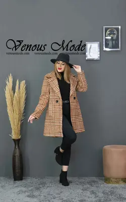 خرید اینترنتی و حضوری پالتو کتی چهارخونه فوتر کد 991 ونوس مد