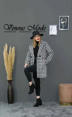 خرید اینترنتی و حضوری پالتو کتی چهارخونه فوتر کد 991 ونوس مد