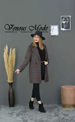 خرید اینترنتی و حضوری پالتو کتی چهارخونه فوتر کد 991 ونوس مد