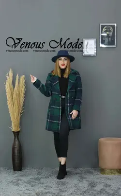 خرید اینترنتی و حضوری پالتو کتی چهارخونه فوتر کد 991 ونوس مد