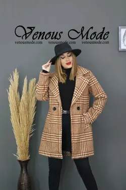 خرید اینترنتی و حضوری پالتو کتی چهارخونه فوتر کد 991 ونوس مد