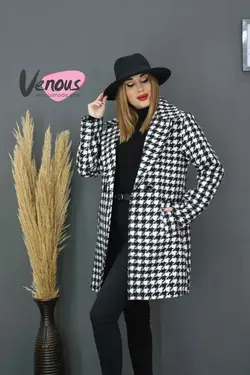 خرید اینترنتی و حضوری پالتو کتی چهارخونه فوتر کد 991 ونوس مد