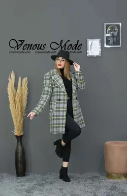 خرید اینترنتی و حضوری پالتو کتی چهارخونه فوتر کد 991 ونوس مد