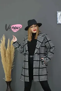 خرید اینترنتی و حضوری پالتو کتی چهارخونه فوتر کد 991 ونوس مد