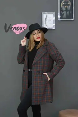 خرید اینترنتی و حضوری پالتو کتی چهارخونه فوتر کد 991 ونوس مد