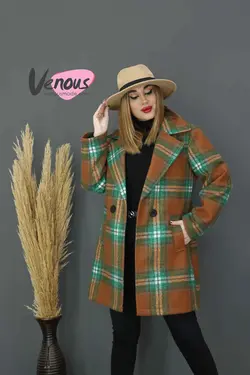 خرید اینترنتی و حضوری پالتو کتی چهارخونه فوتر کد 991 ونوس مد