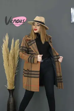 خرید اینترنتی و حضوری پالتو کتی چهارخونه فوتر کد 991 ونوس مد