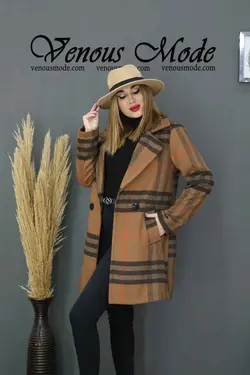 خرید اینترنتی و حضوری پالتو کتی چهارخونه فوتر کد 991 ونوس مد