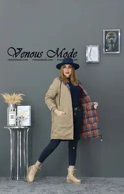 خرید اینترنتی و حضوری بارانی چهارخونه دورو کد 958 ونوس مد