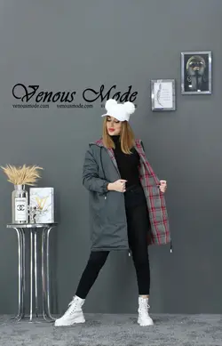 خرید اینترنتی و حضوری بارانی چهارخونه دورو کد 958 ونوس مد