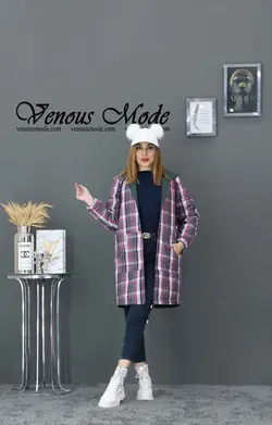 خرید اینترنتی و حضوری بارانی چهارخونه دورو کد 958 ونوس مد