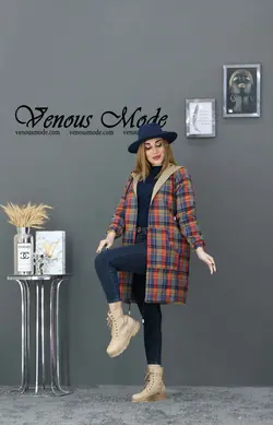 خرید اینترنتی و حضوری بارانی چهارخونه دورو کد 958 ونوس مد