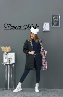 خرید اینترنتی و حضوری بارانی چهارخونه دورو کد 958 ونوس مد