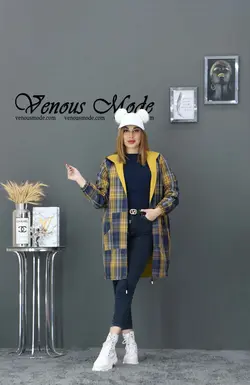 خرید اینترنتی و حضوری بارانی چهارخونه دورو کد 958 ونوس مد