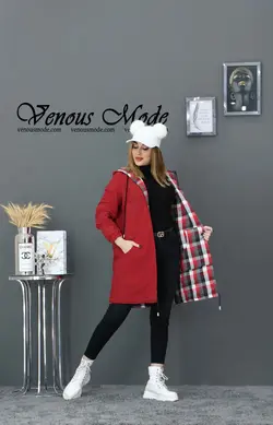 خرید اینترنتی و حضوری بارانی چهارخونه دورو کد 958 ونوس مد