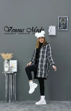 خرید اینترنتی و حضوری بارانی چهارخونه دورو کد 958 ونوس مد