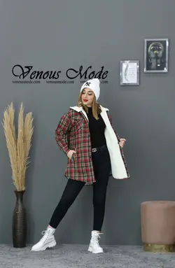 خرید اینرتنی و حضوری پالتو چهارخونه داخل ببعی کد 954 ونوس مد