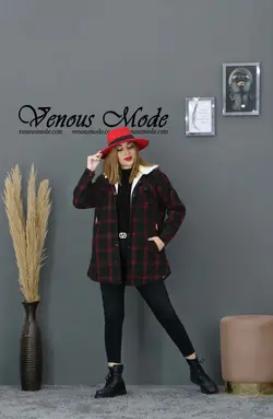 خرید اینرتنی و حضوری پالتو چهارخونه داخل ببعی کد 954 ونوس مد