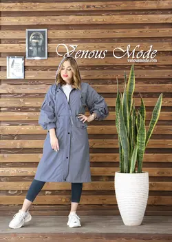 خرید آنلاین و حضوری بارانی آستردار آستین پفی کد 853 ونوس مد