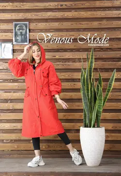 خرید آنلاین و حضوری بارانی آستردار آستین پفی کد 853 ونوس مد