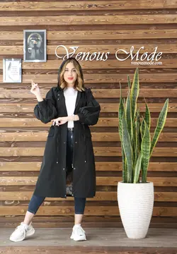 خرید آنلاین و حضوری بارانی آستردار آستین پفی کد 853 ونوس مد