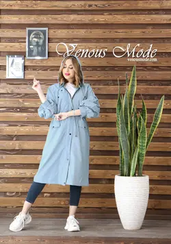 خرید آنلاین و حضوری بارانی آستردار آستین پفی کد 853 ونوس مد