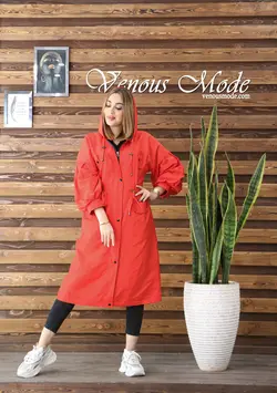 خرید آنلاین و حضوری بارانی آستردار آستین پفی کد 853 ونوس مد